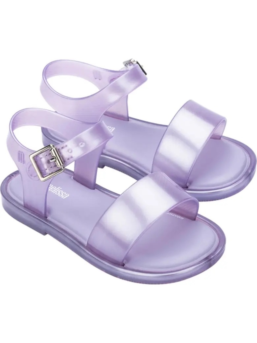 Mini Melissa Kids Translucent Lilac Jelly Sandals with Buckle
